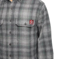 Wolverine Glacier Heavyweight Long Sleeve Flannel Shirt Greystone Plaid Clearance