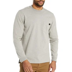Wolverine Guardian Cotton&trade; Long Sleeve Pocket Tee Light Grey Heather Cheap