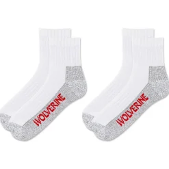 Wolverine 2-PK Steel-Toe Cotton Quarter Sock White Clearance