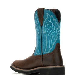 Wolverine Rancher Eagle Waterproof Steel-Toe Wellington Work Boot Brown/Teal Shop